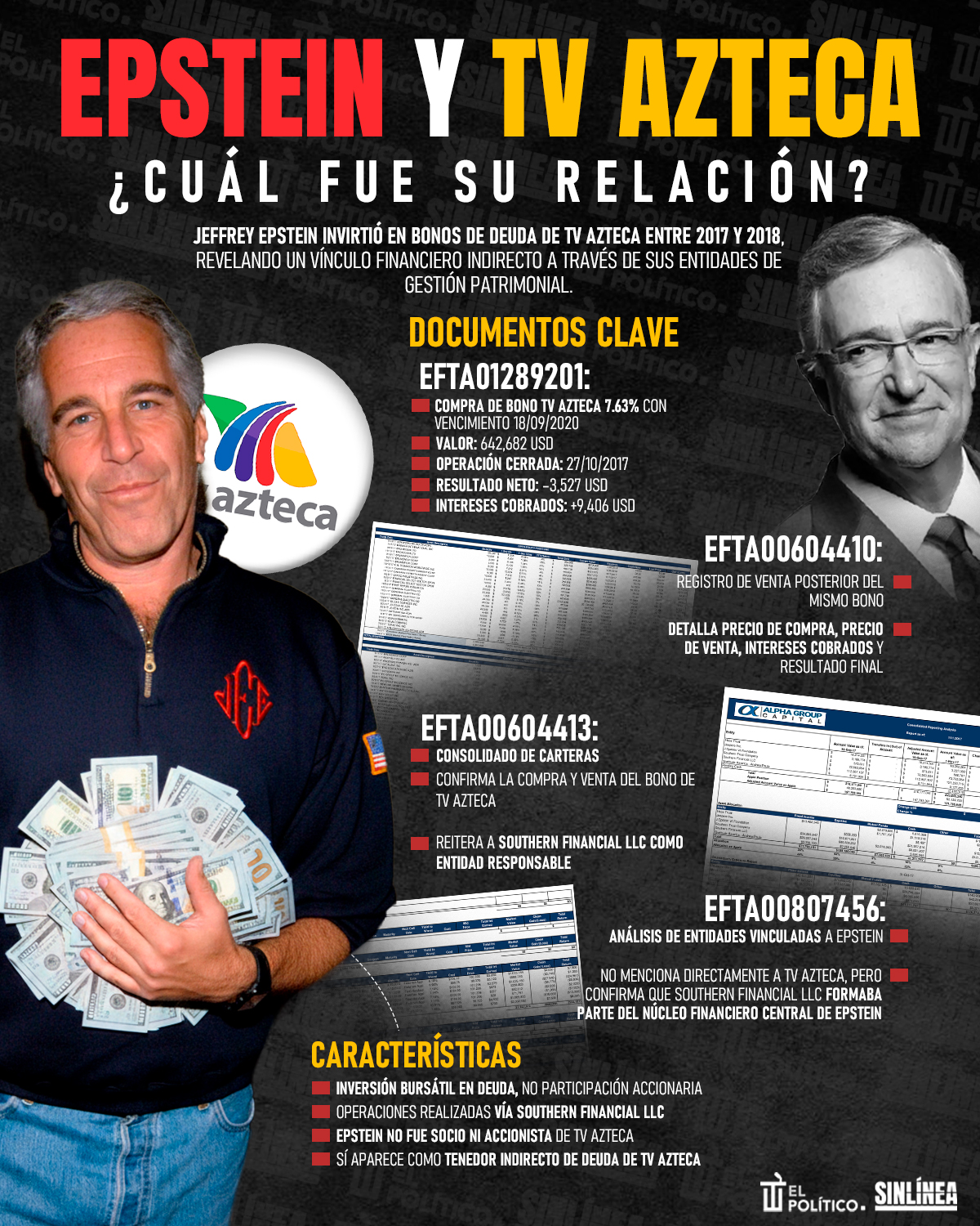 Epstein compró bonos de TV Azteca
