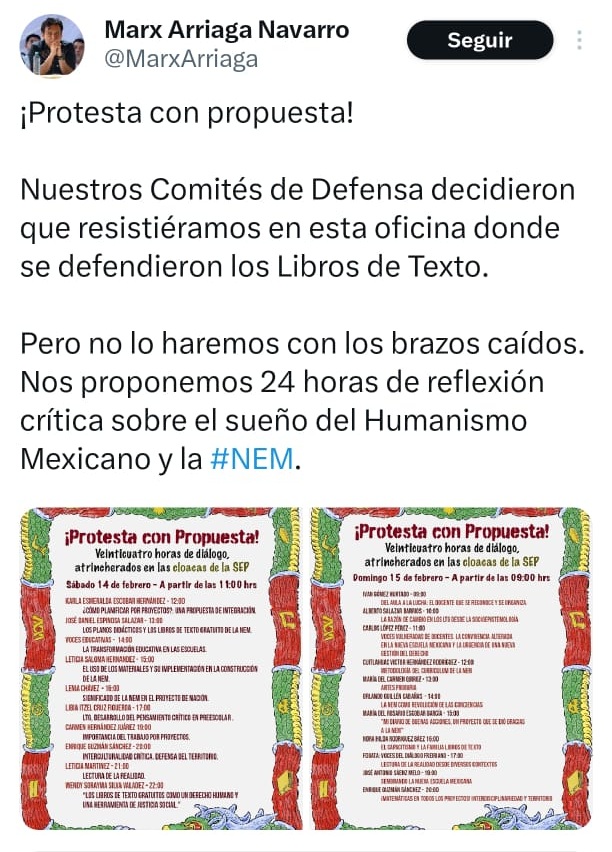 Protesta Marx Arriaga