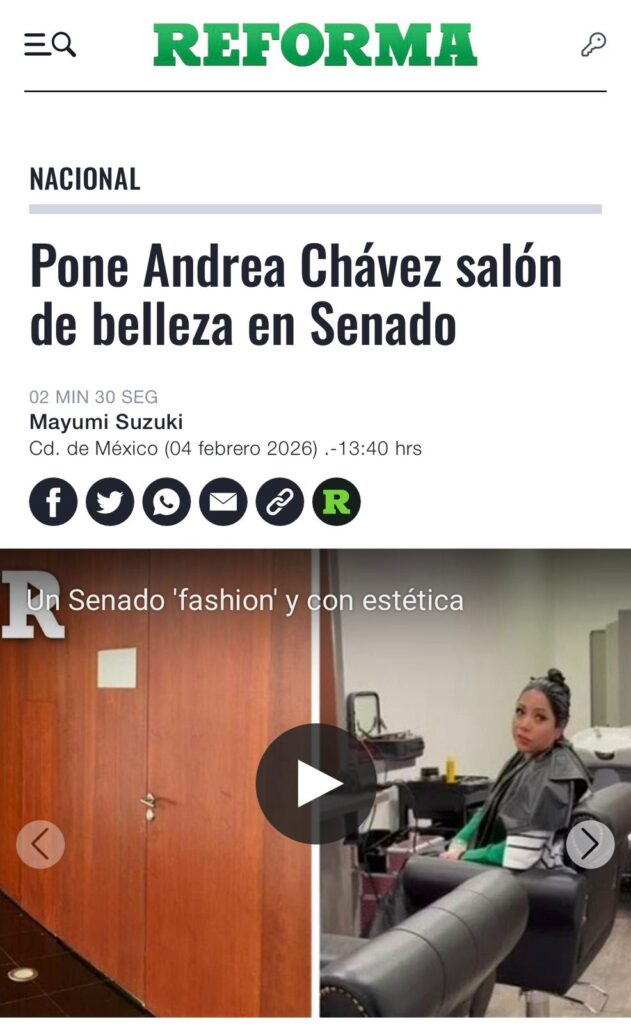 Reforma nota sobre Andrea Chávez
