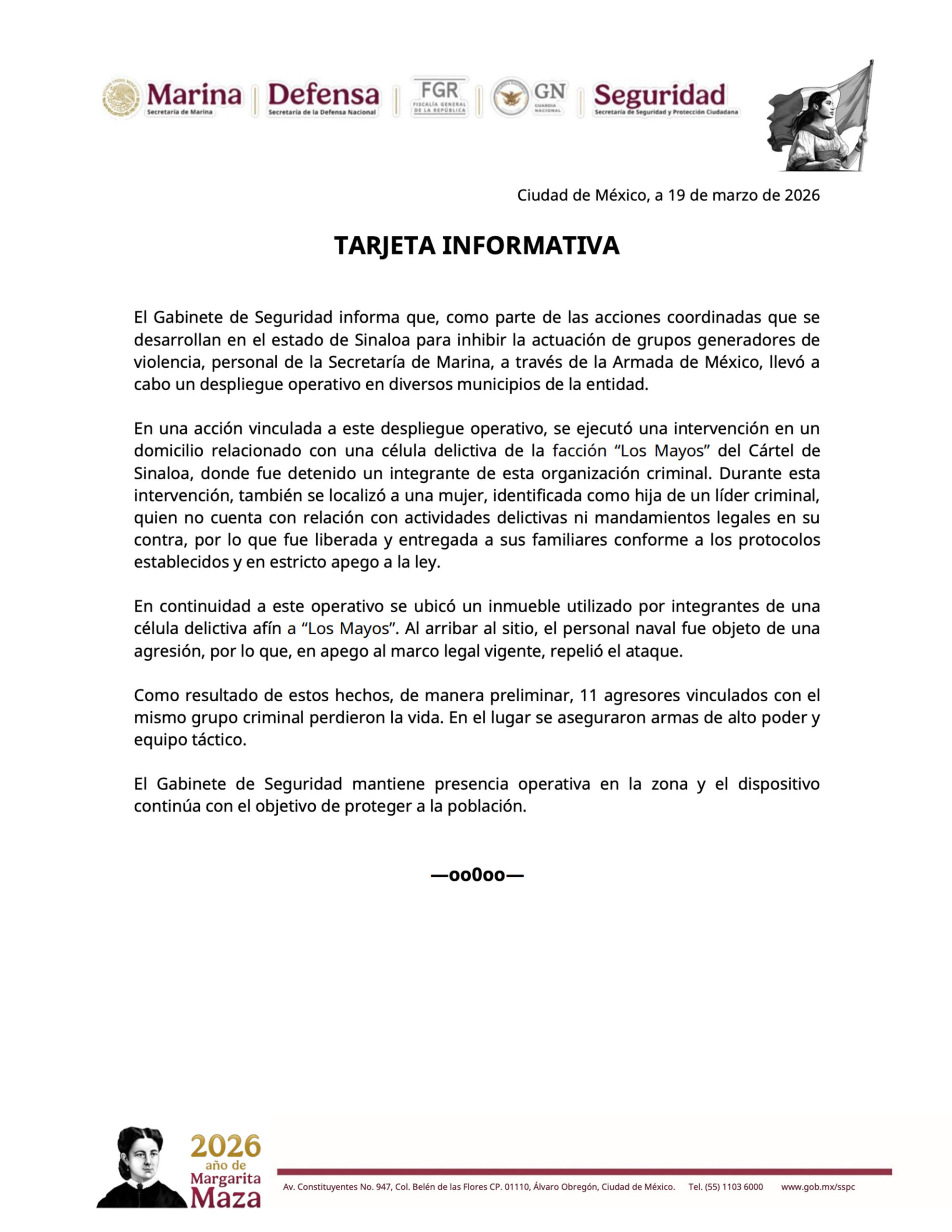 Detienen a El Patas y liberan a hija de El Mayo en Sinaloa