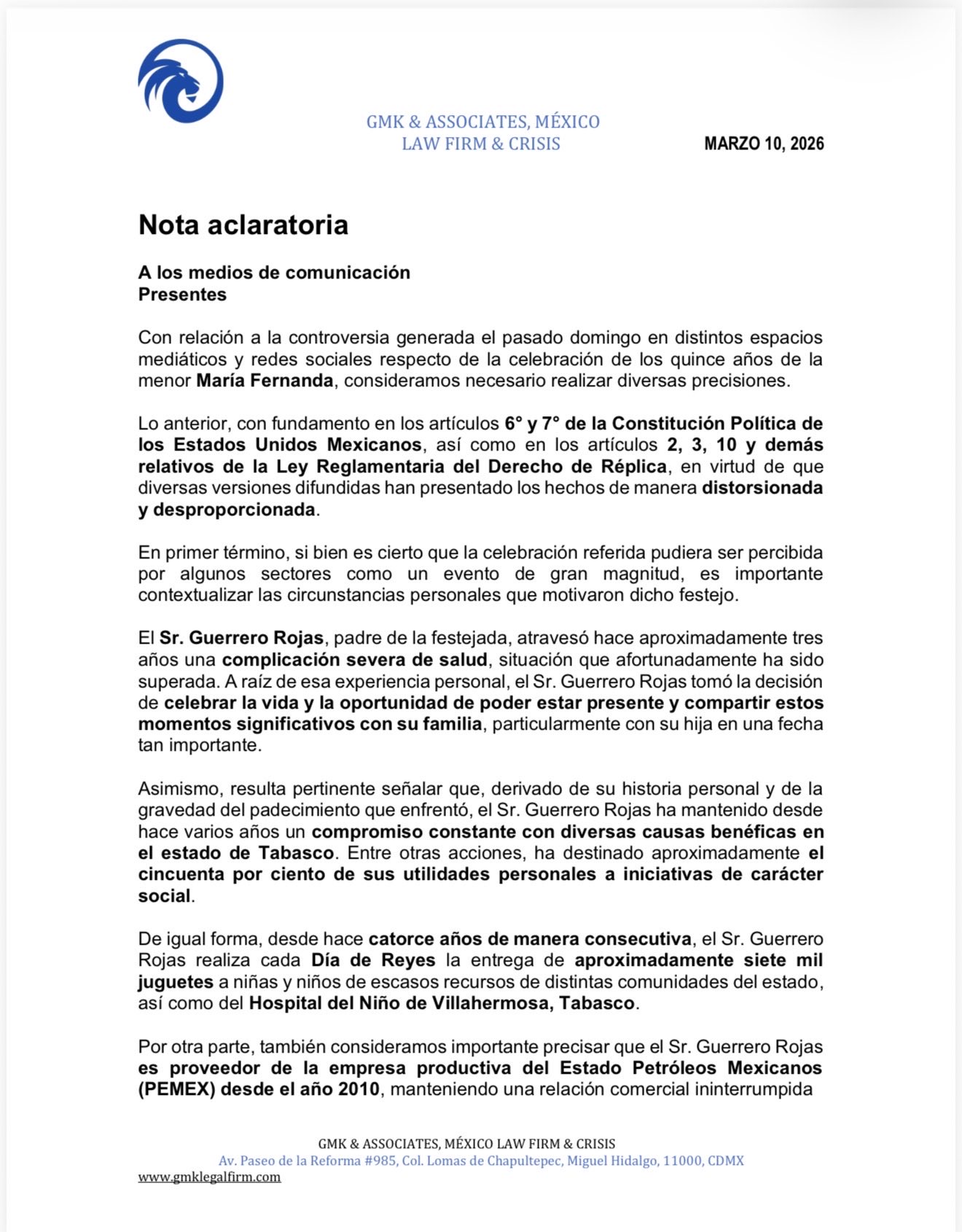 Contratista de Pemex responde a críticas por lujosos XV años de su hija