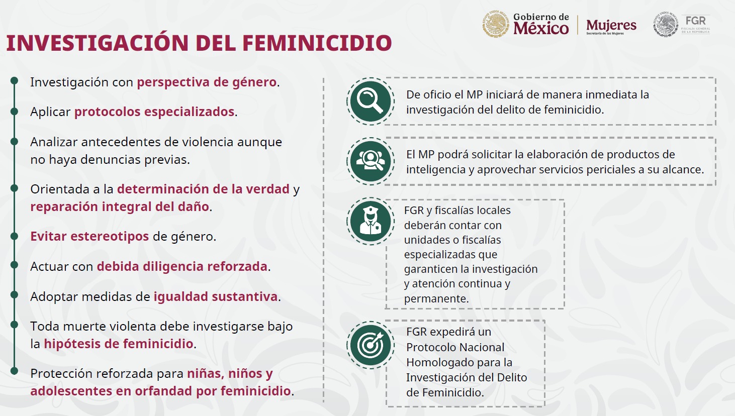 Responsabilidades adicionales, investigación y reparación integral