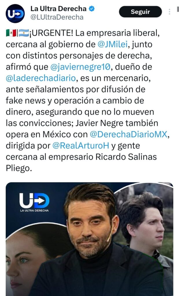 Acusan a Javier Negre de mercenario