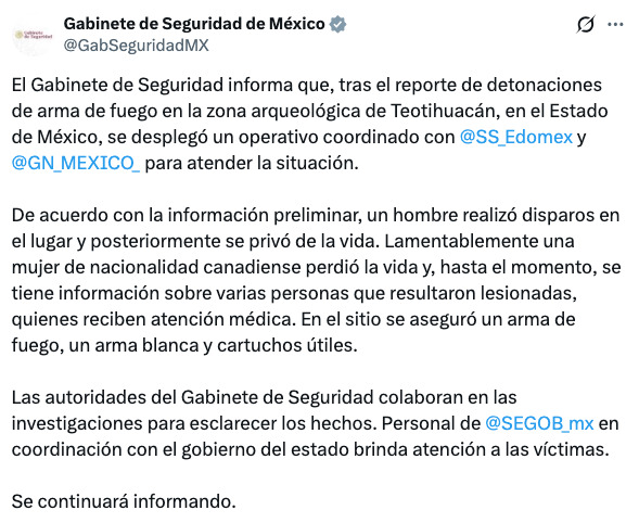 Balacera en Teotihuacán deja 2 muertos; Sheinbaum reacciona