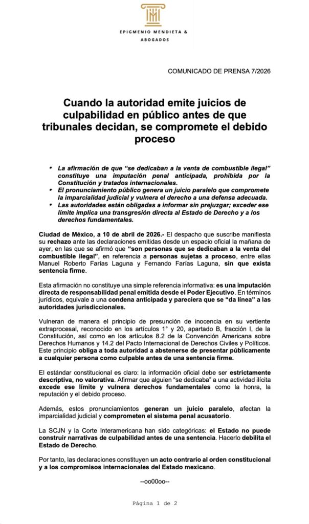 comunicado hermanos Farias