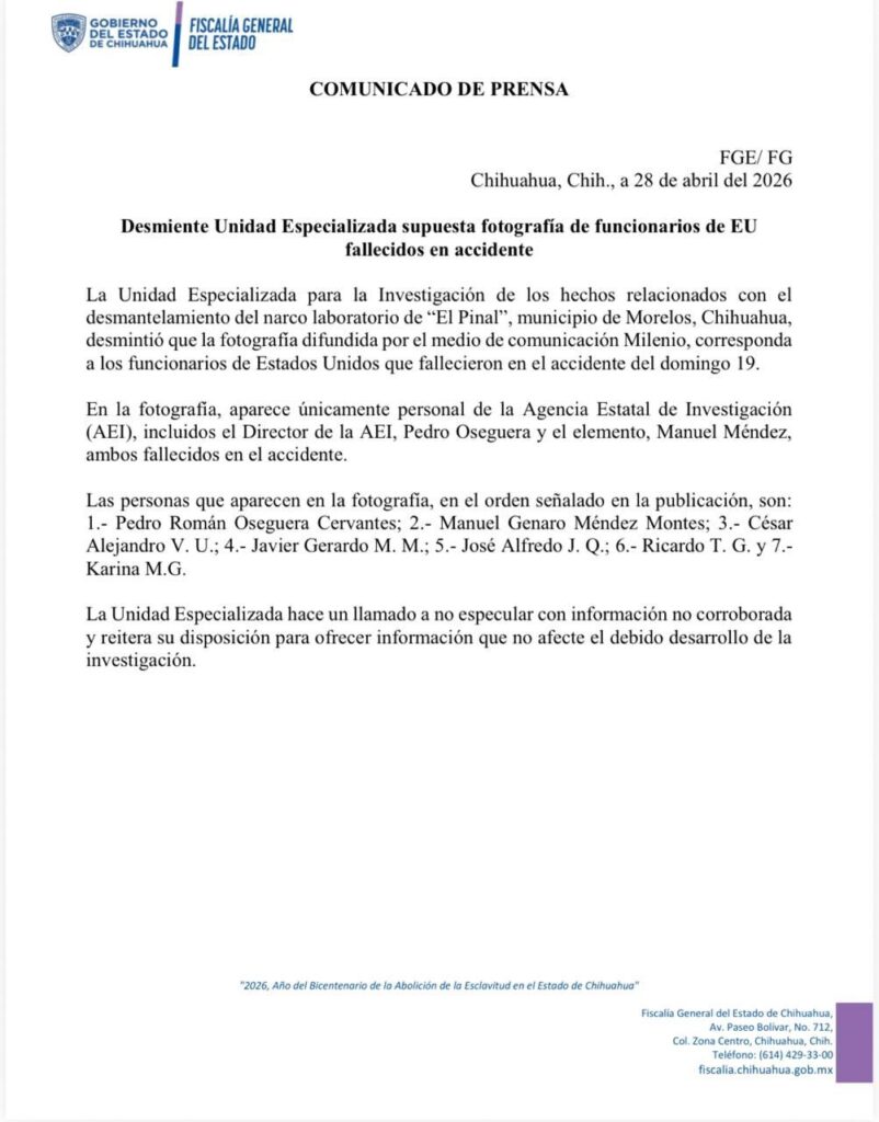 Fiscalía Estatal foto falsa CIA