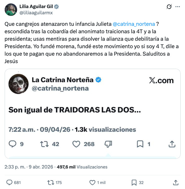 Lilia Aguilar arremete contra La Catrina Norteña por ataques