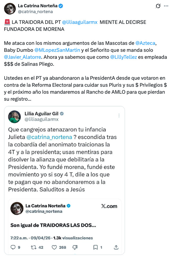 Lilia Aguilar arremete contra La Catrina Norteña por ataques