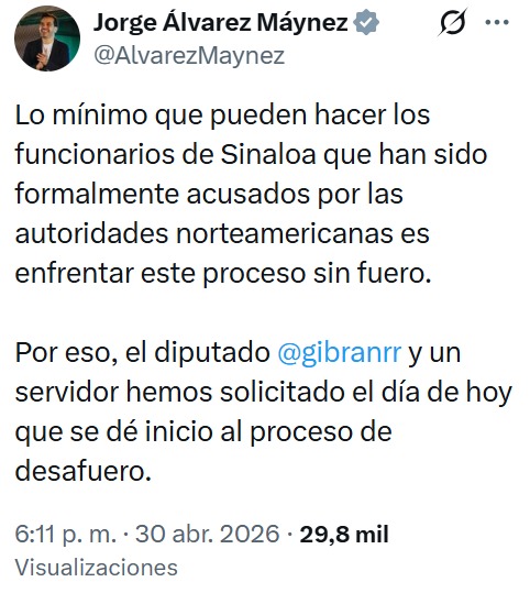 Máynez desafuero Rocha Moya