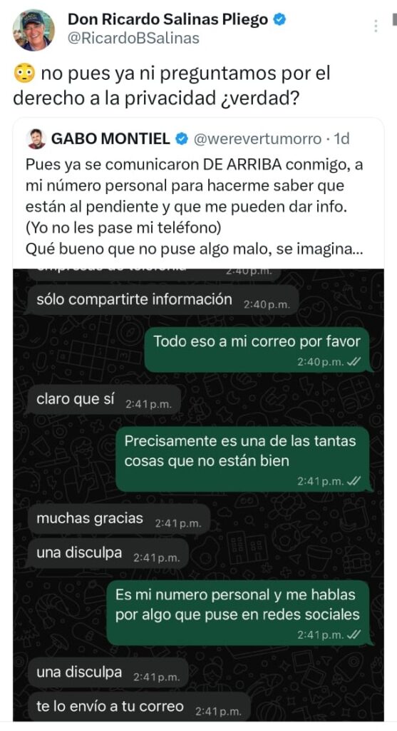 Salinas Pliego responde a Werevertumorro