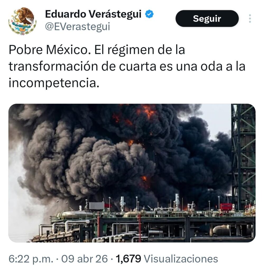 Verástegui reacciona a incendio Dos Bocas