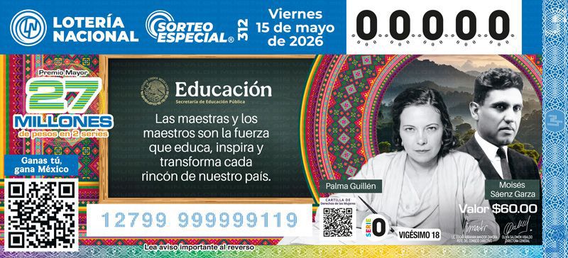 billete Día del Maestro Lotería Nacional