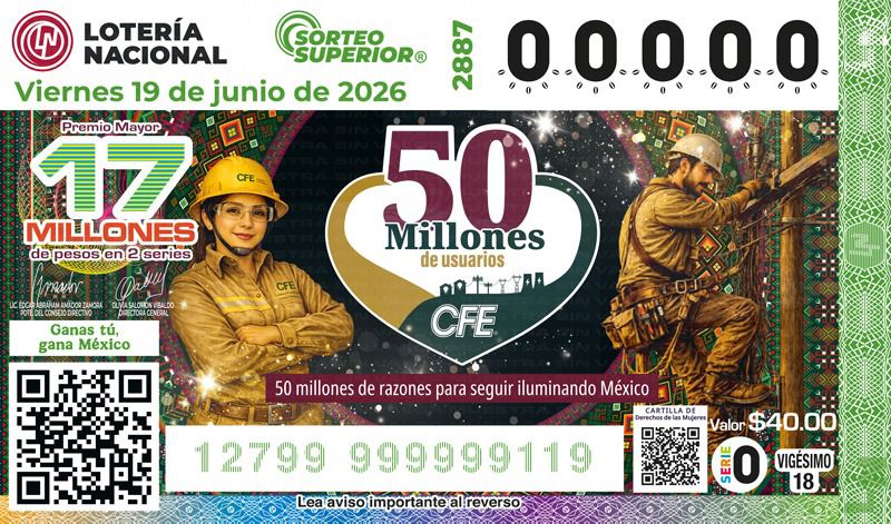 billete Lotería Nacional CFE