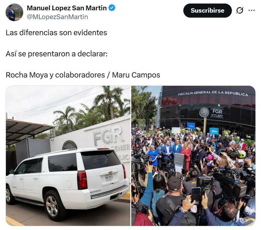 Comparan Maru Campos con Rocha Moya