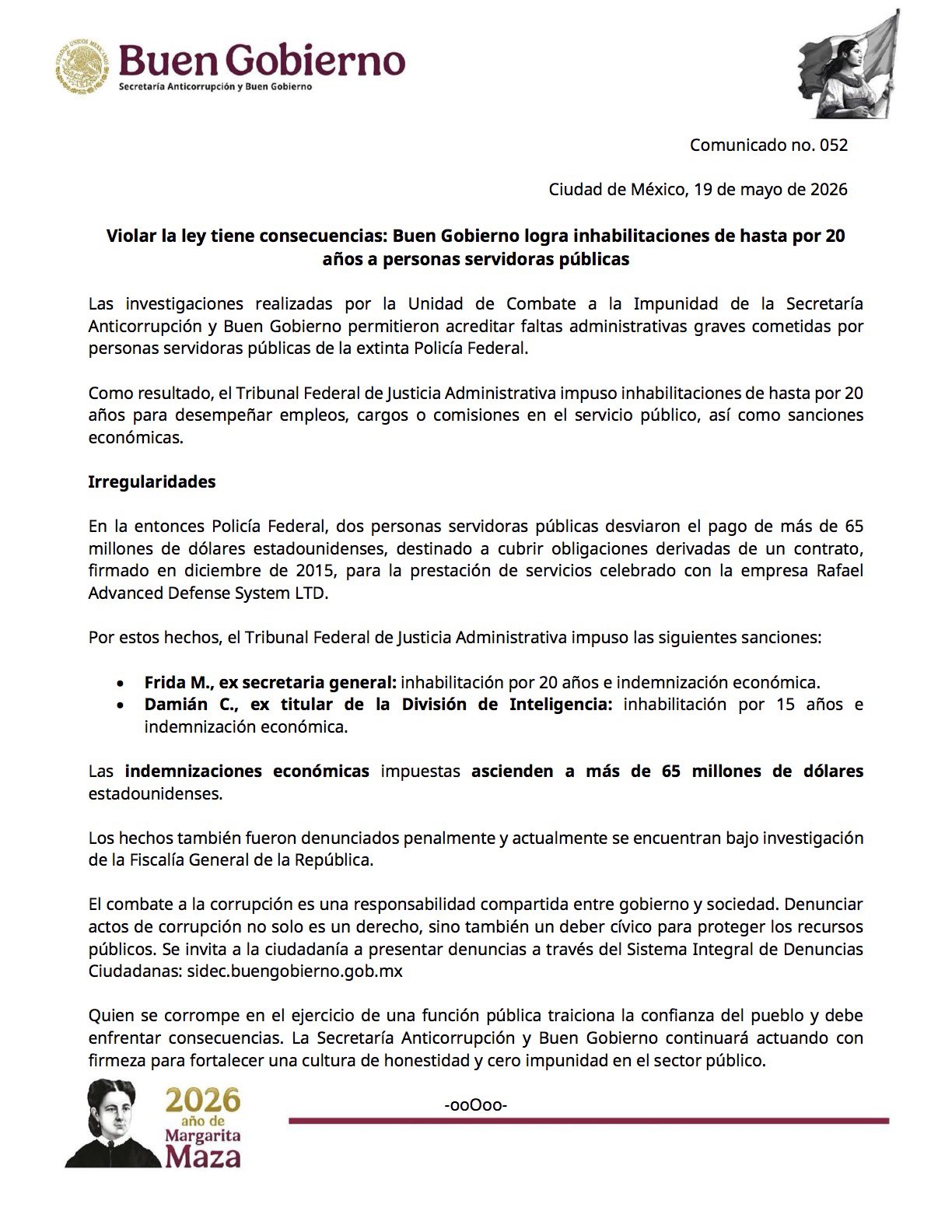 Comunicado de Buen Gobierno