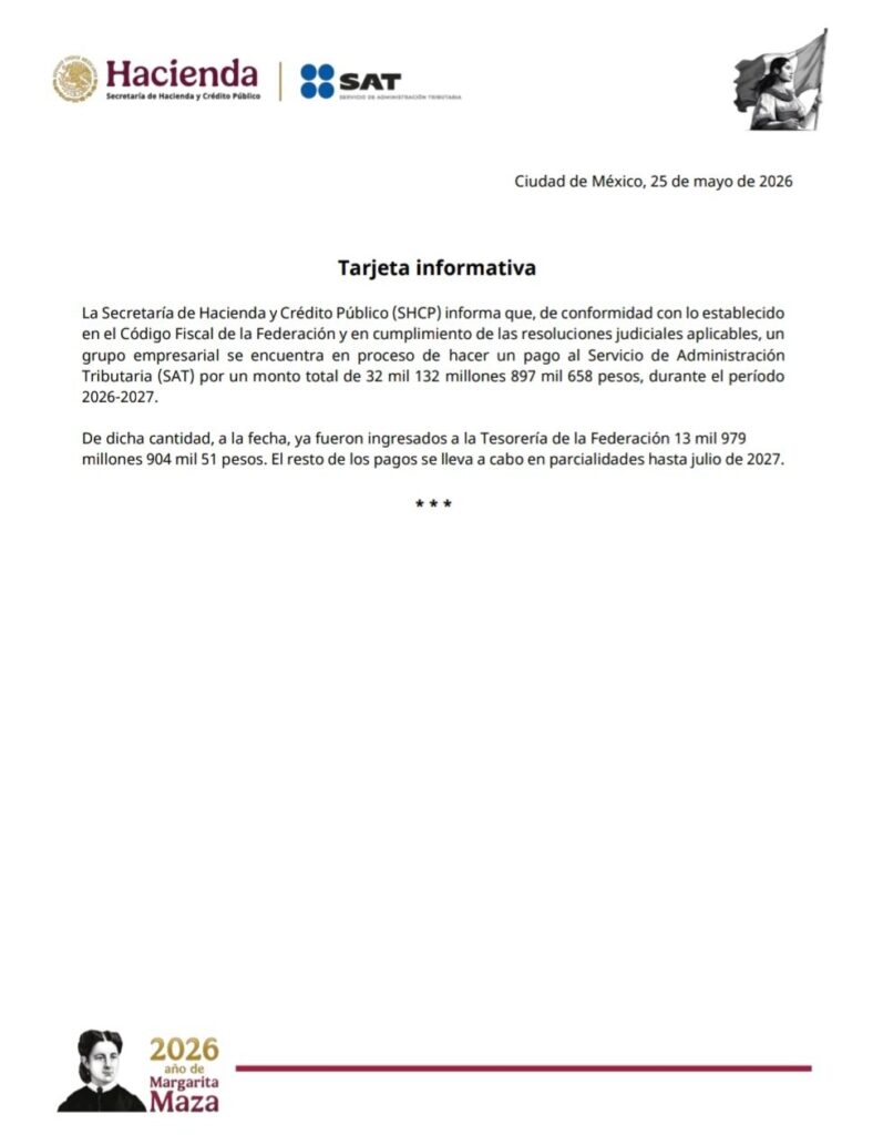 comunicado Hacienda, Grupo Salinas