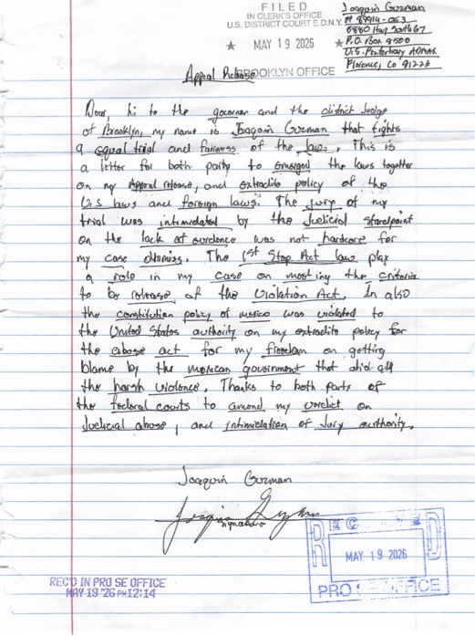 El Chapo envía cuatro nuevas cartas a la Corte de Brooklyn