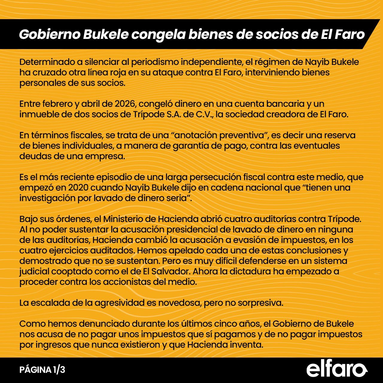 El Faro denuncia a Bukele