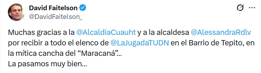Faitelson agradece a Alessandra Rojo