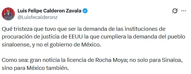 Hijo de Calderón celebra salida de Rubén Rocha 