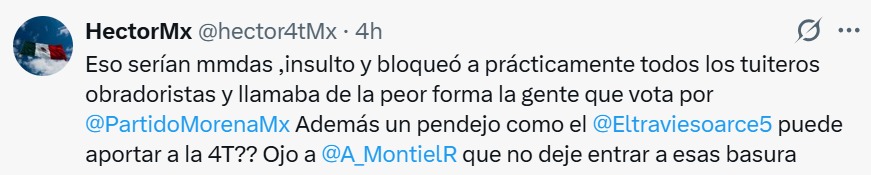 insultó y bloqueó morenistas
