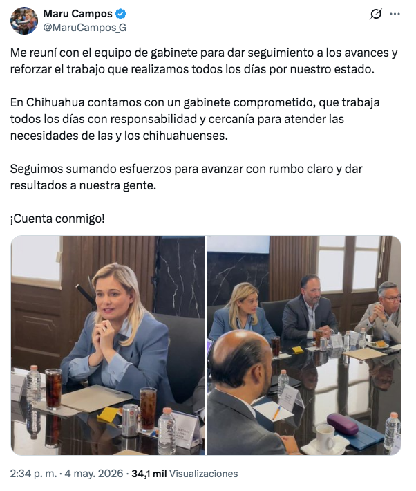 Maru Campos simula reunión de trabajo