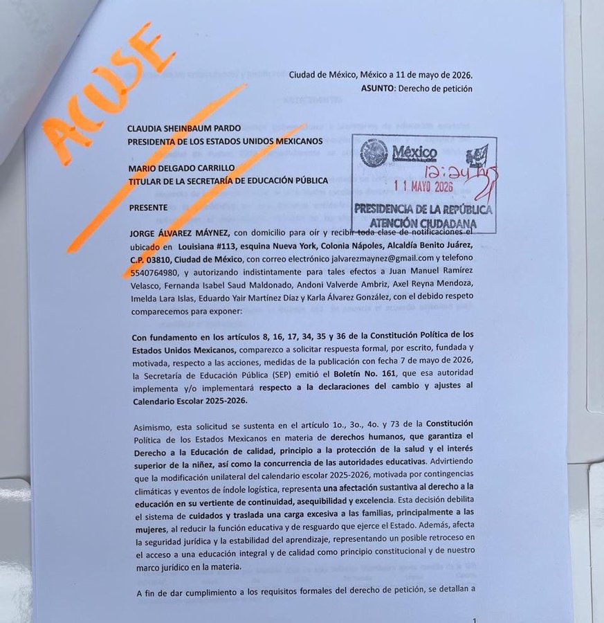Máynez, solicitud SEP