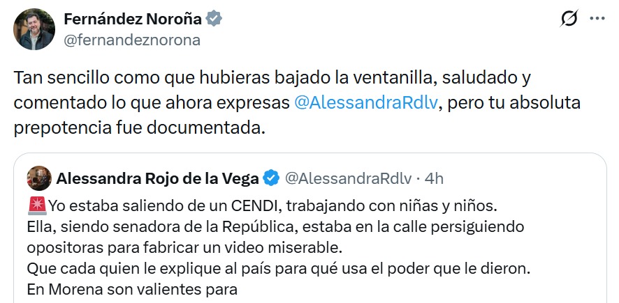 Noroña responde a Alessandra Rojo