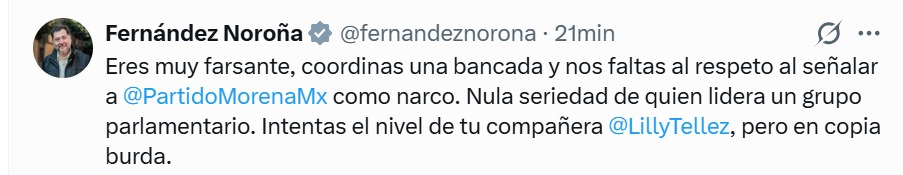 Noroña responde Anaya