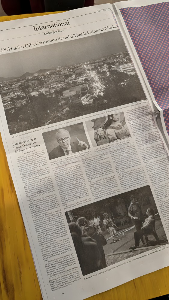 NYT dedica plana acusaciones vs, Rubén Rocha