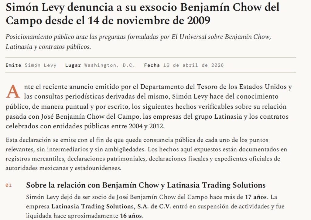 posicionamiento Simón Levy