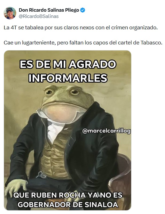 Ricardo Salinas Pliego celebra salida de Rubén Rocha