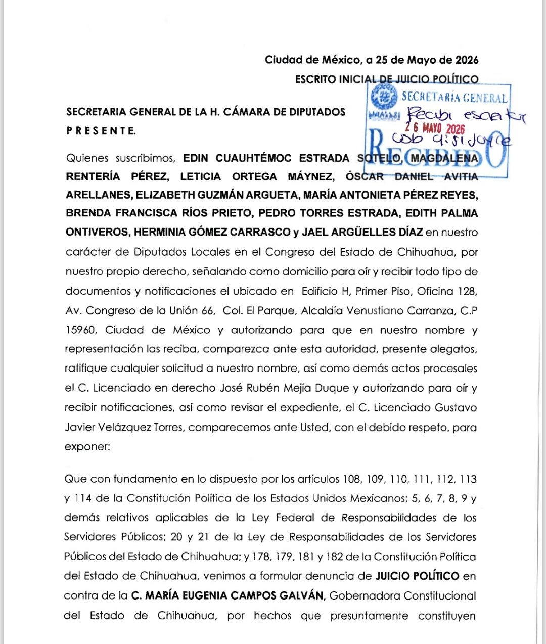 Solicitud juicio Maru Campos
