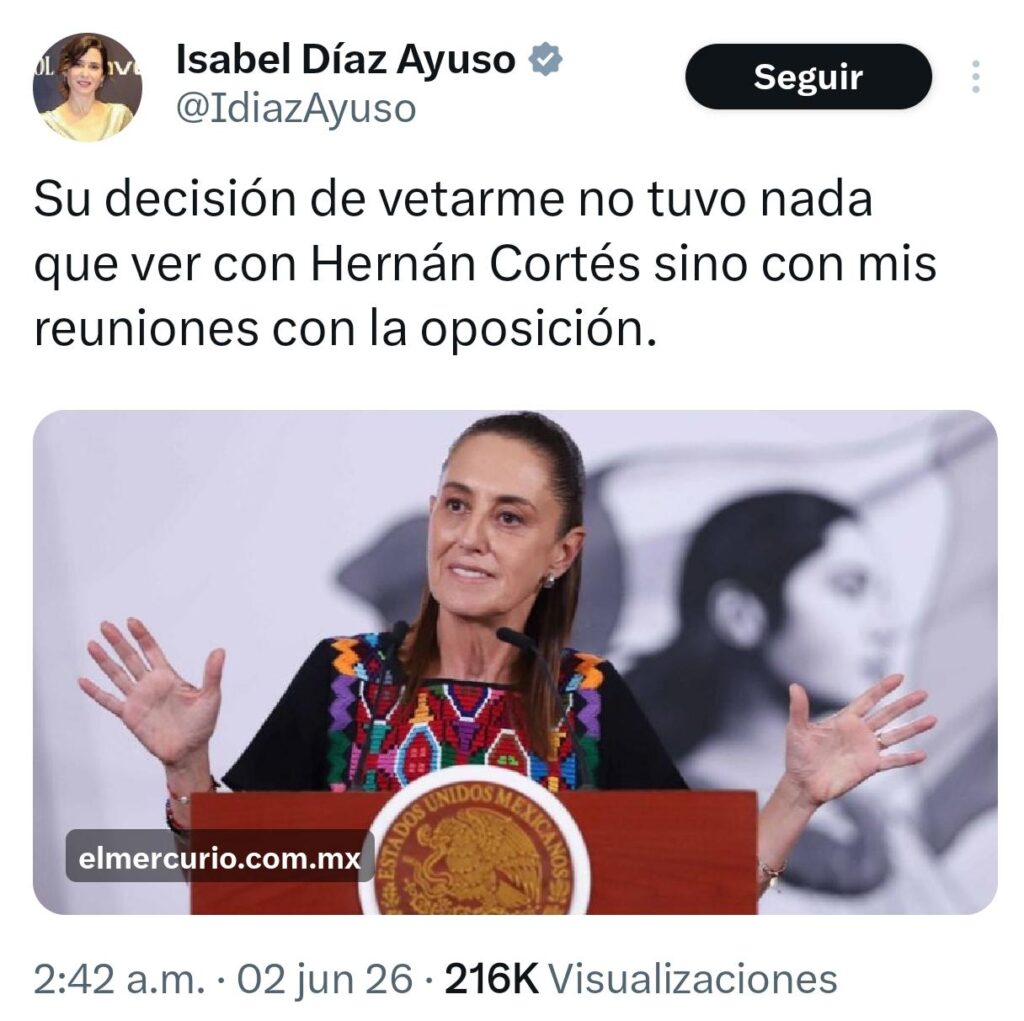 Ayuso contra Claudia Sheinbaum