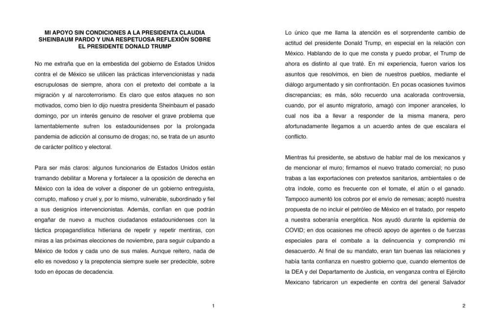 carta AMLO a Trump
