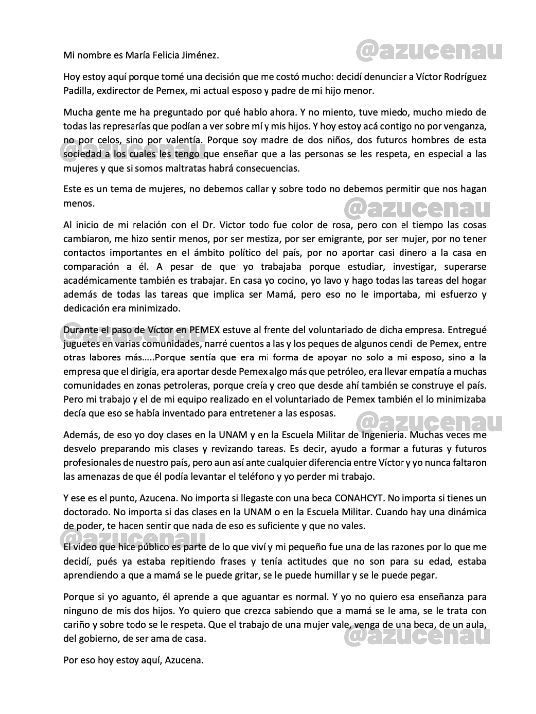 Carta de Felicia Jiménez 
