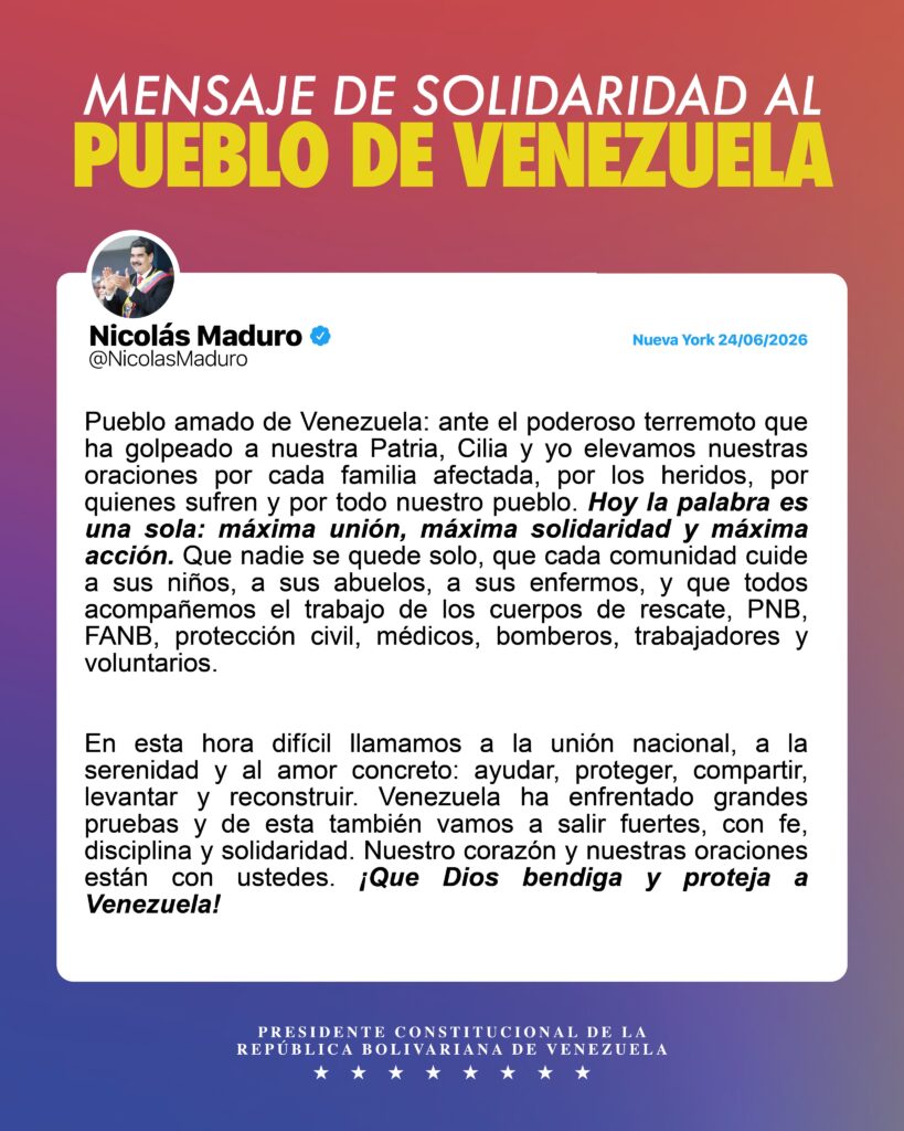 Nicolas Maduro solidaridad sismo
