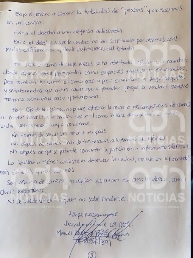 ¿Qué dice la carta de Farías Laguna a Sheinbaum?
