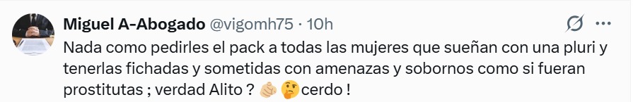Alito pidió packs