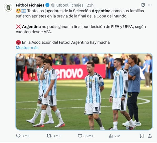 Acusan amenazas a jugadores de Argentina previo a la final