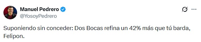 Calderón critica a Dos Bocas; redes le recuerdan su barda