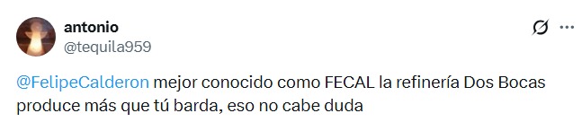 Calderón critica a Dos Bocas; redes le recuerdan su barda
