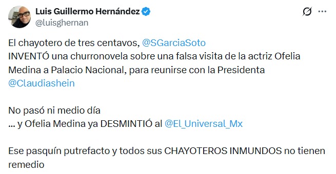 Ofelia Medina desmiente a García Soto y El Universal