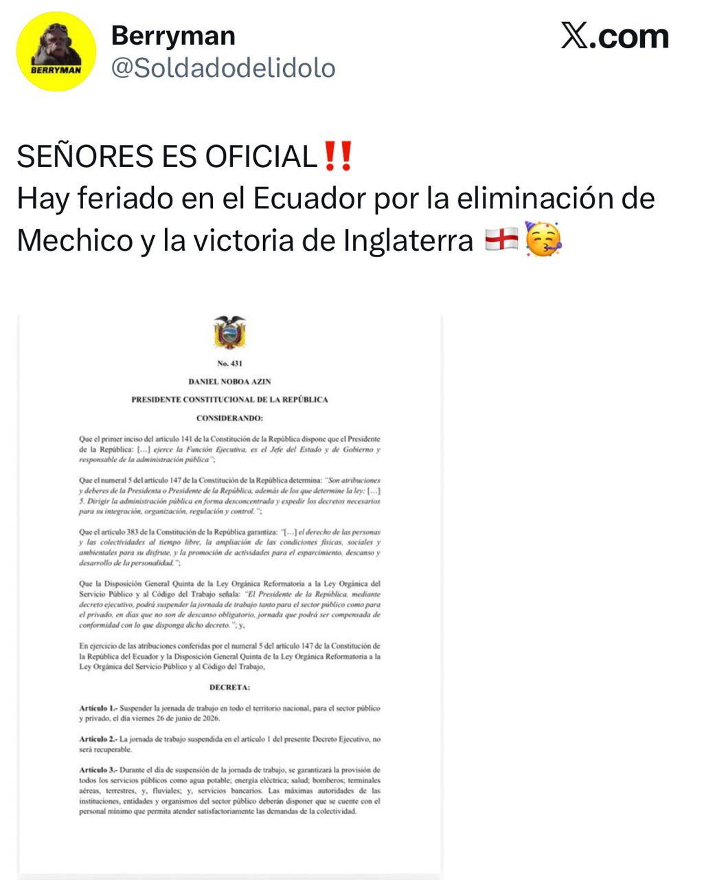 Ecuador abraza a Inglaterra