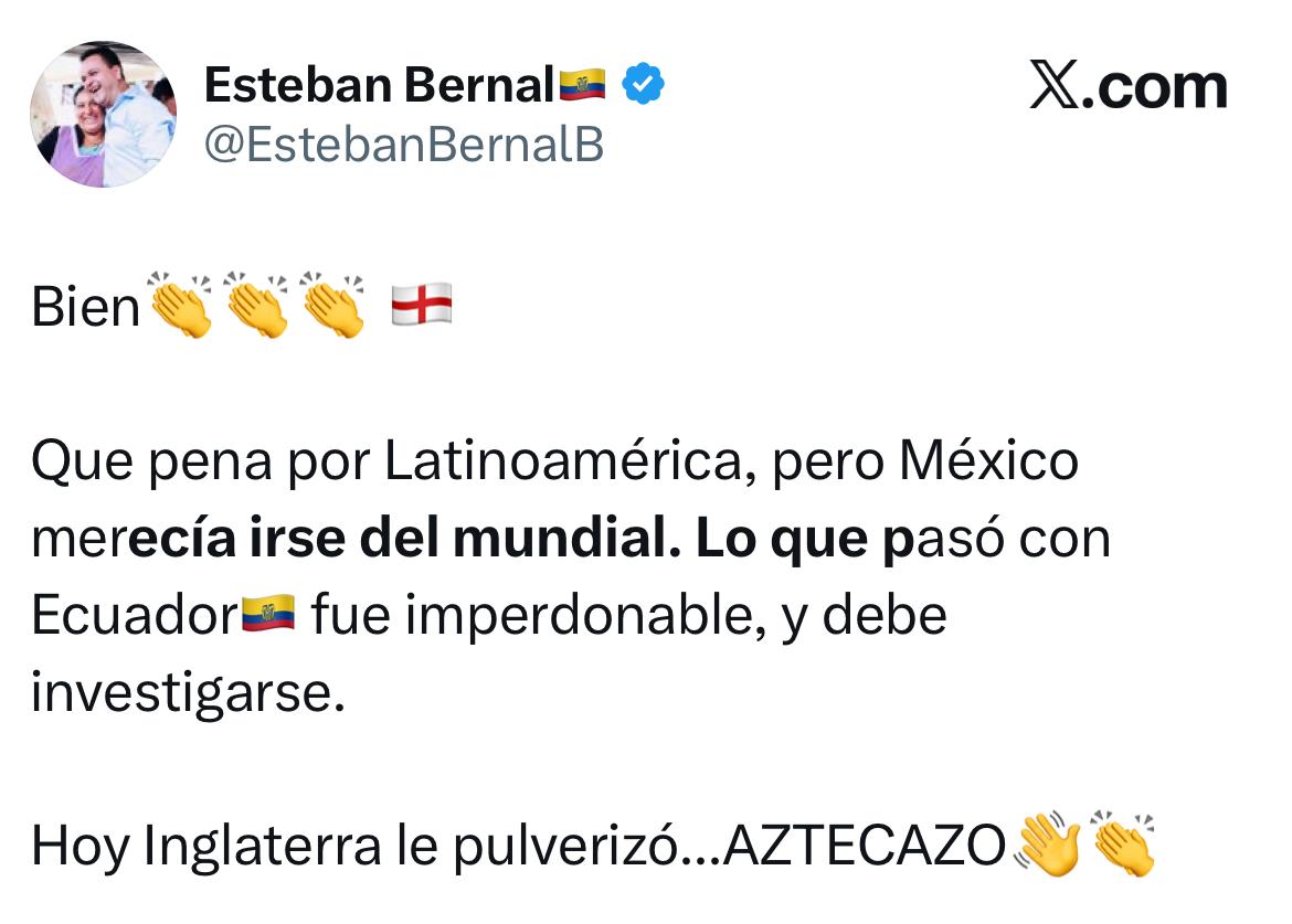 Ecuador apoya a Inglaterra