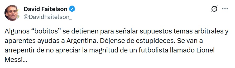 Failtelson llama bobitos a criticos de Messi