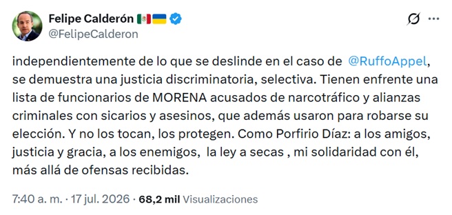 Felipe Calderon acusa justicia selectiva