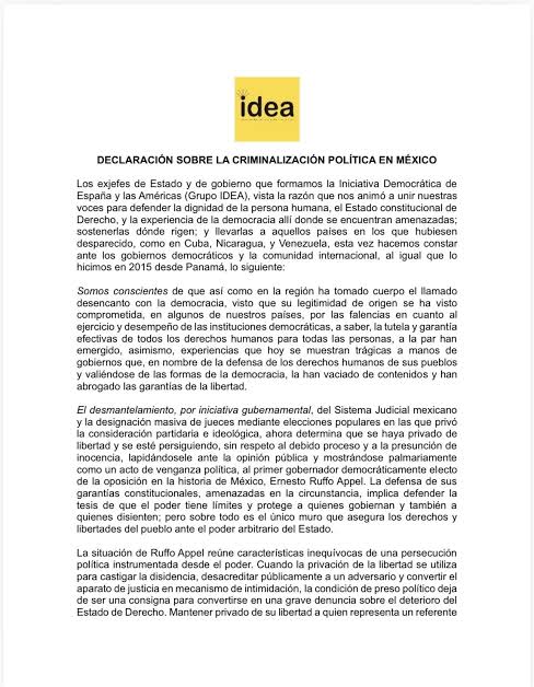 Grupo IDEA defiende a Ruffo Appel
