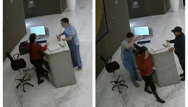 hombre agrede recepcionista