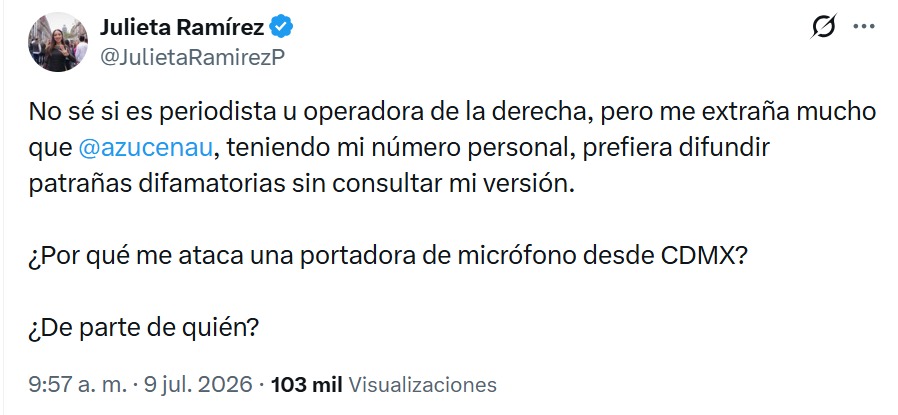 Julieta Ramírez responde a Uresti